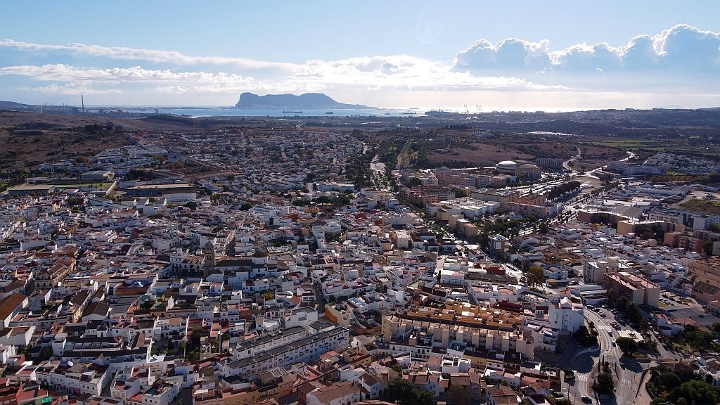 The town of Los Barrios with Gibraltar in the background